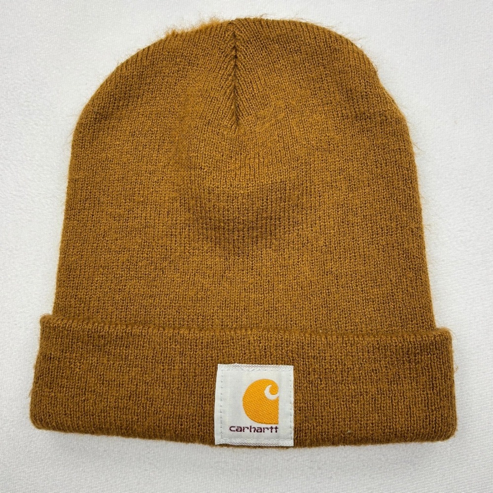 Carhartt Brown Acrylic Knit Cuffed Beanie Hat Watch Cap Mens Unisex OSFA A18 S20